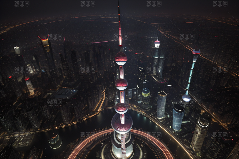 上海地标建筑东方明珠塔的壮丽景观