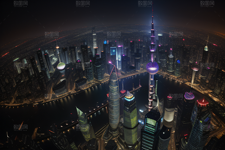 上海地标建筑东方明珠塔的壮丽景观
