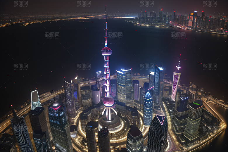 上海地标建筑东方明珠塔的壮丽景观
