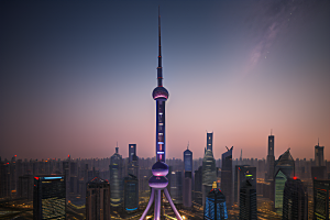 上海地标建筑东方明珠塔的壮丽景观