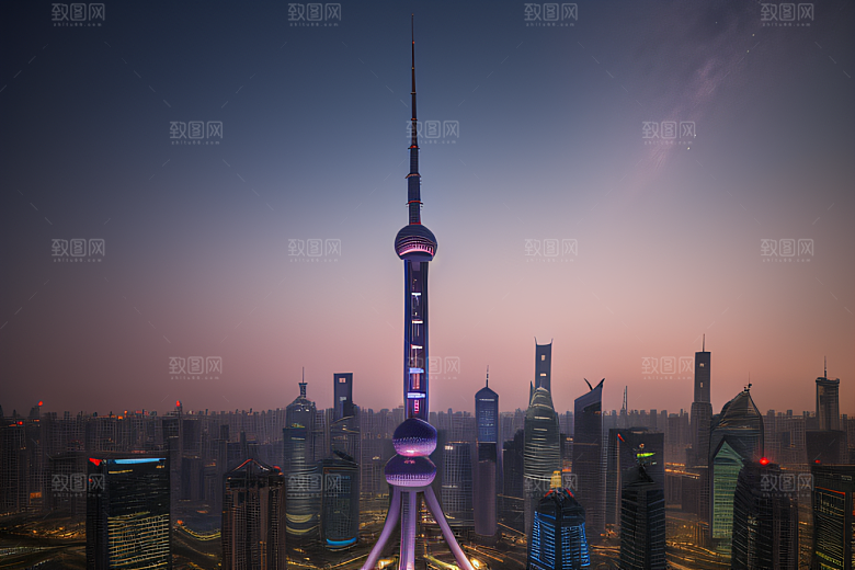 上海地标建筑东方明珠塔的壮丽景观