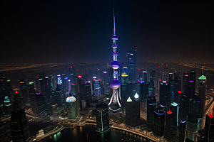 上海地标建筑东方明珠塔的壮丽景观