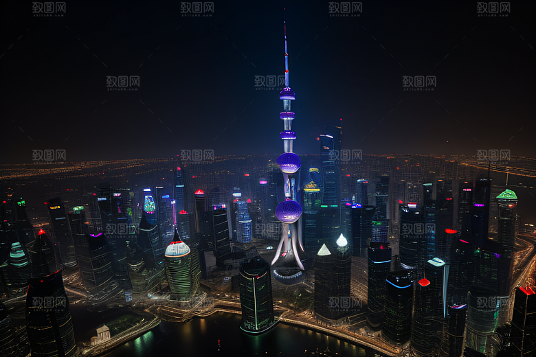 上海地标建筑东方明珠塔的壮丽景观