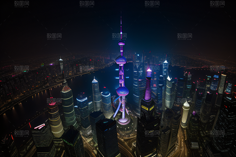 上海地标建筑东方明珠塔的壮丽景观