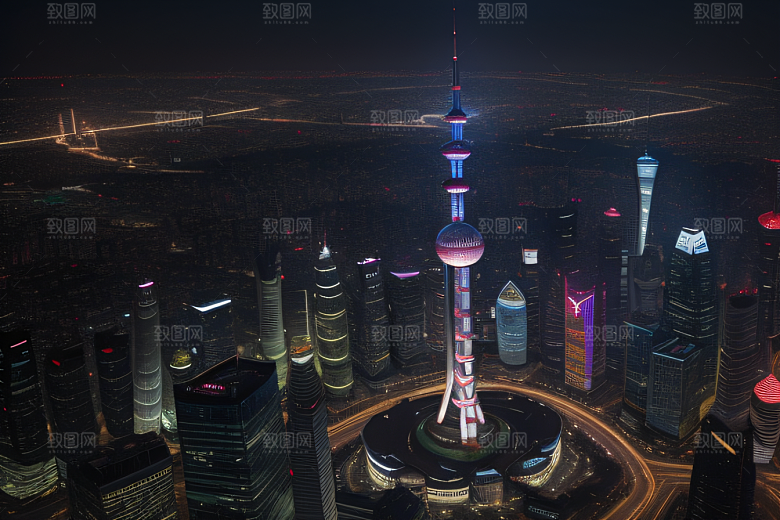 上海地标建筑东方明珠塔的壮丽景观