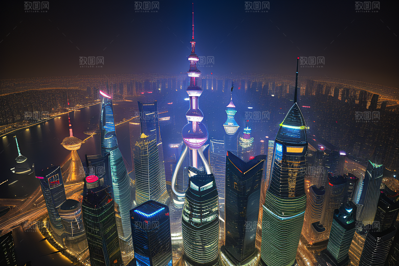 上海地标建筑东方明珠塔的壮丽景观