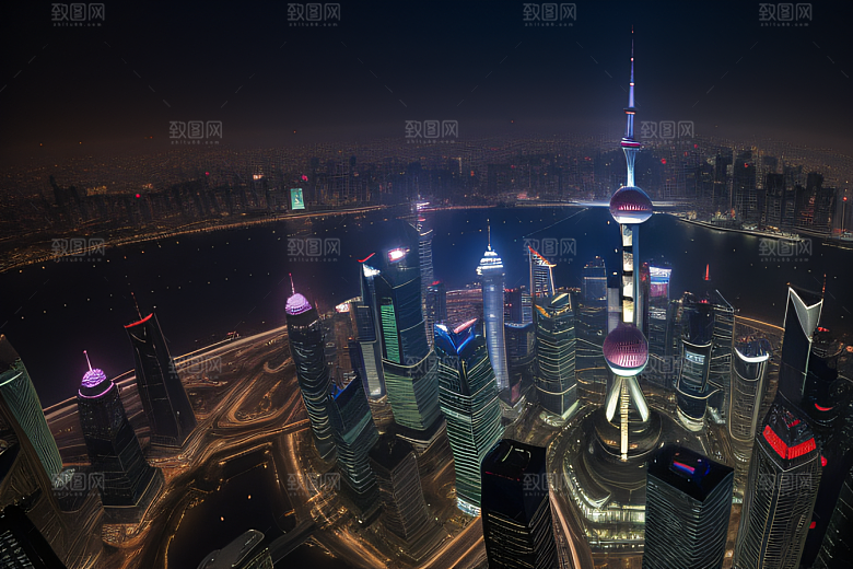 上海地标建筑东方明珠塔的壮丽景观