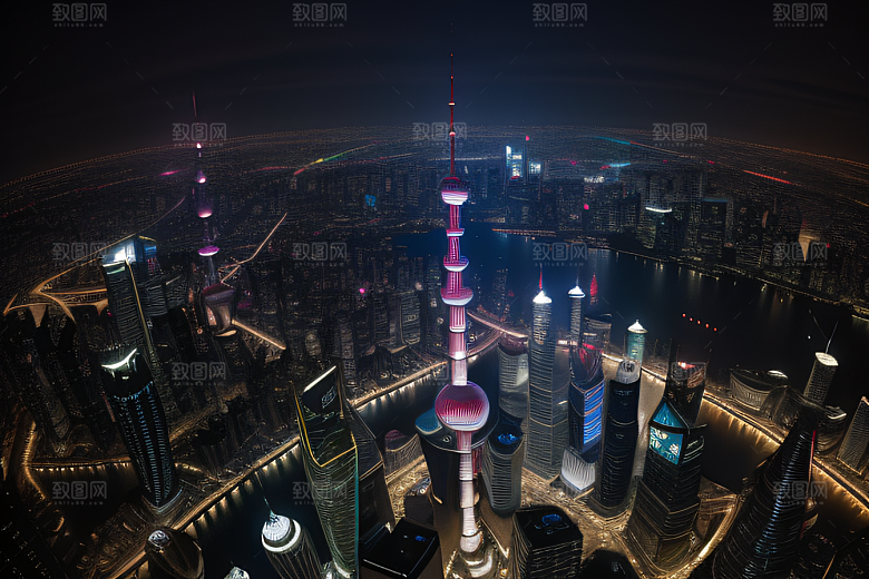 上海地标建筑东方明珠塔的壮丽景观