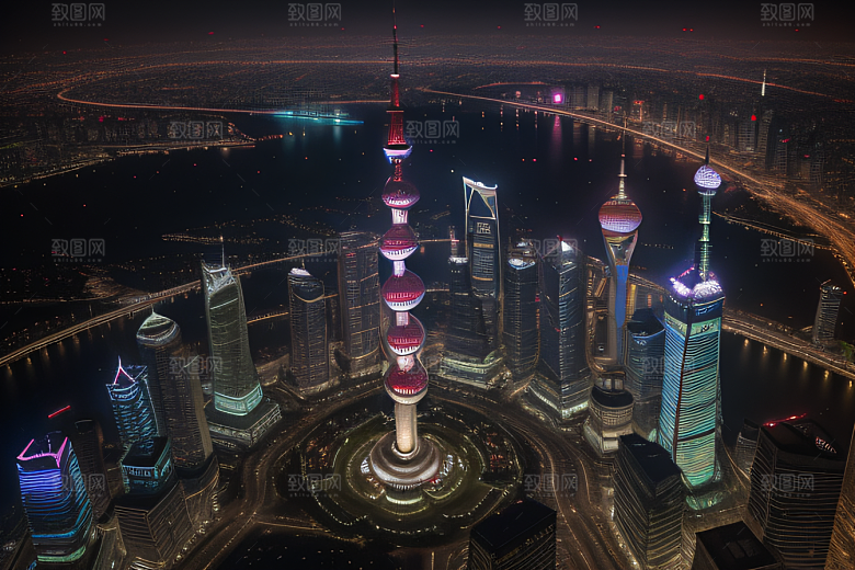 上海地标建筑东方明珠塔的壮丽景观