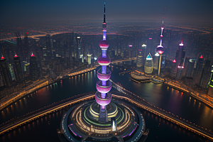 上海地标建筑东方明珠塔的壮丽景观