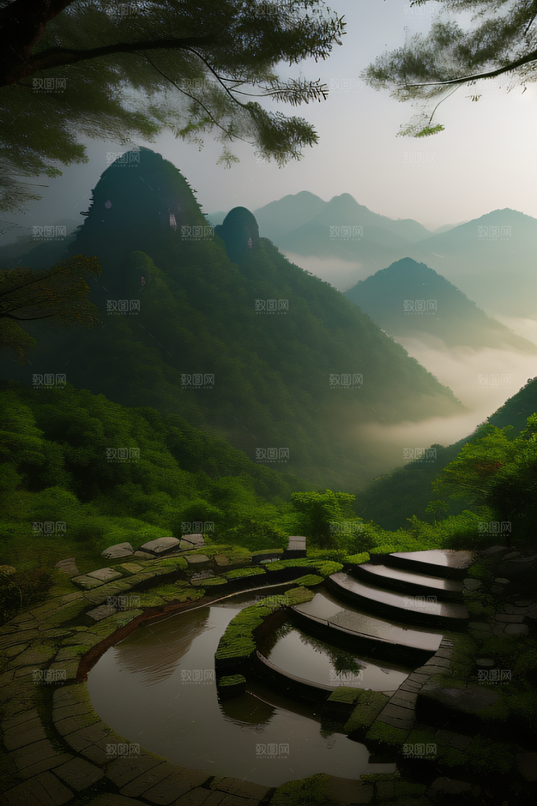 武夷山的传统中国水墨画风格 神秘自然之美