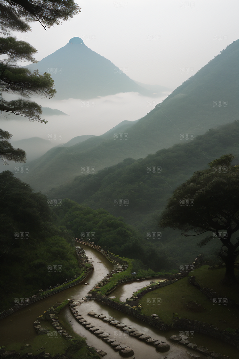 武夷山的传统中国水墨画风格 神秘自然之美