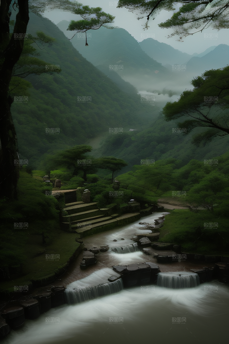 武夷山的传统中国水墨画风格 神秘自然之美