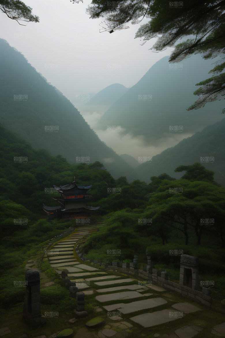 武夷山的传统中国水墨画风格 神秘自然之美