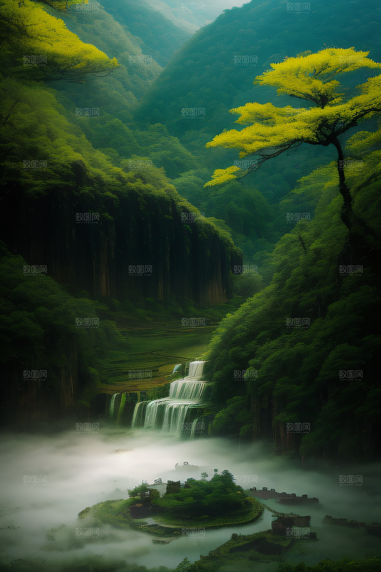 武夷山的传统中国水墨画风格 神秘自然之美