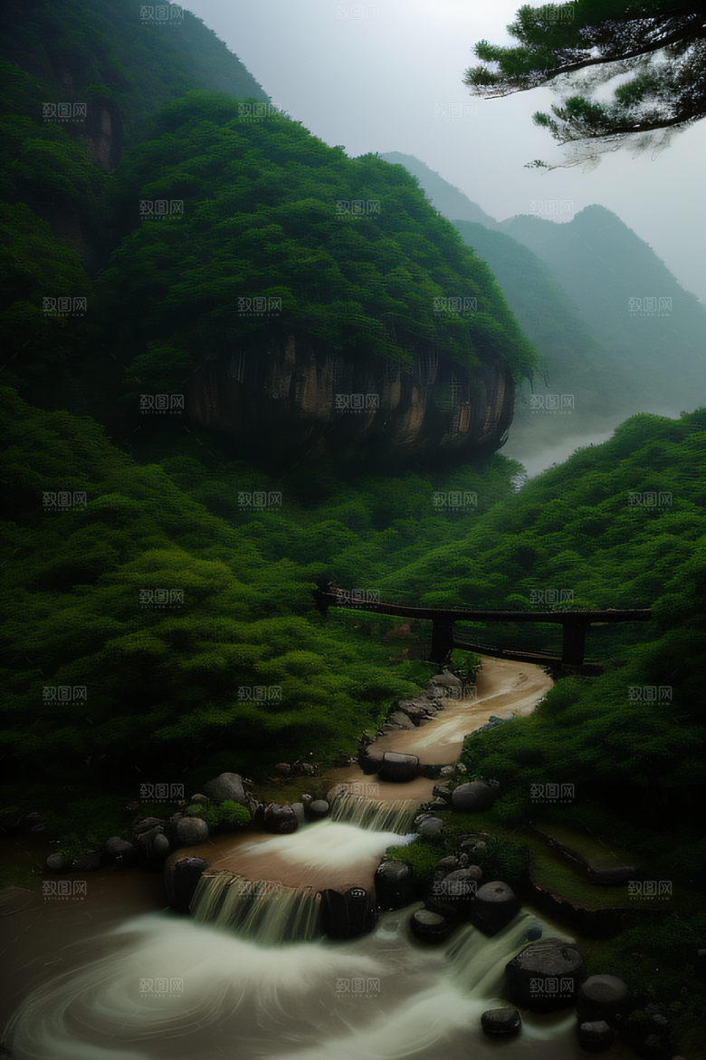 武夷山的传统中国水墨画风格 神秘自然之美