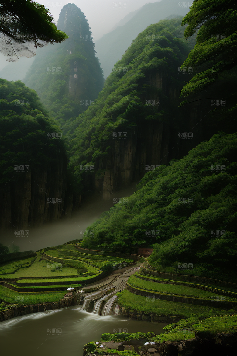 武夷山的传统中国水墨画风格 神秘自然之美