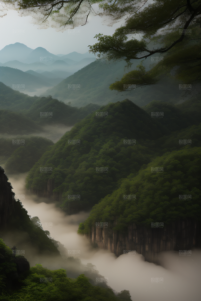 武夷山的传统中国水墨画风格 神秘自然之美
