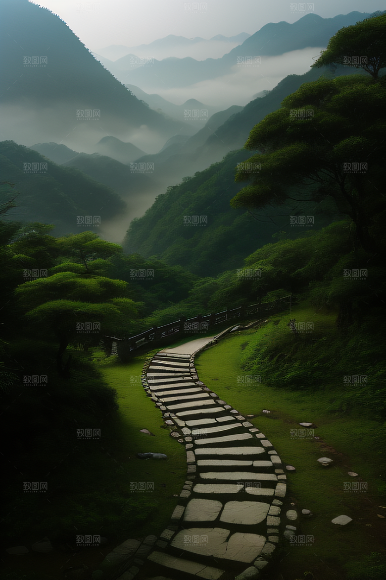 神秘山谷的薄雾武夷山的幽静氛围