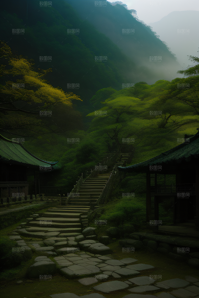 神秘山谷的薄雾武夷山的幽静氛围