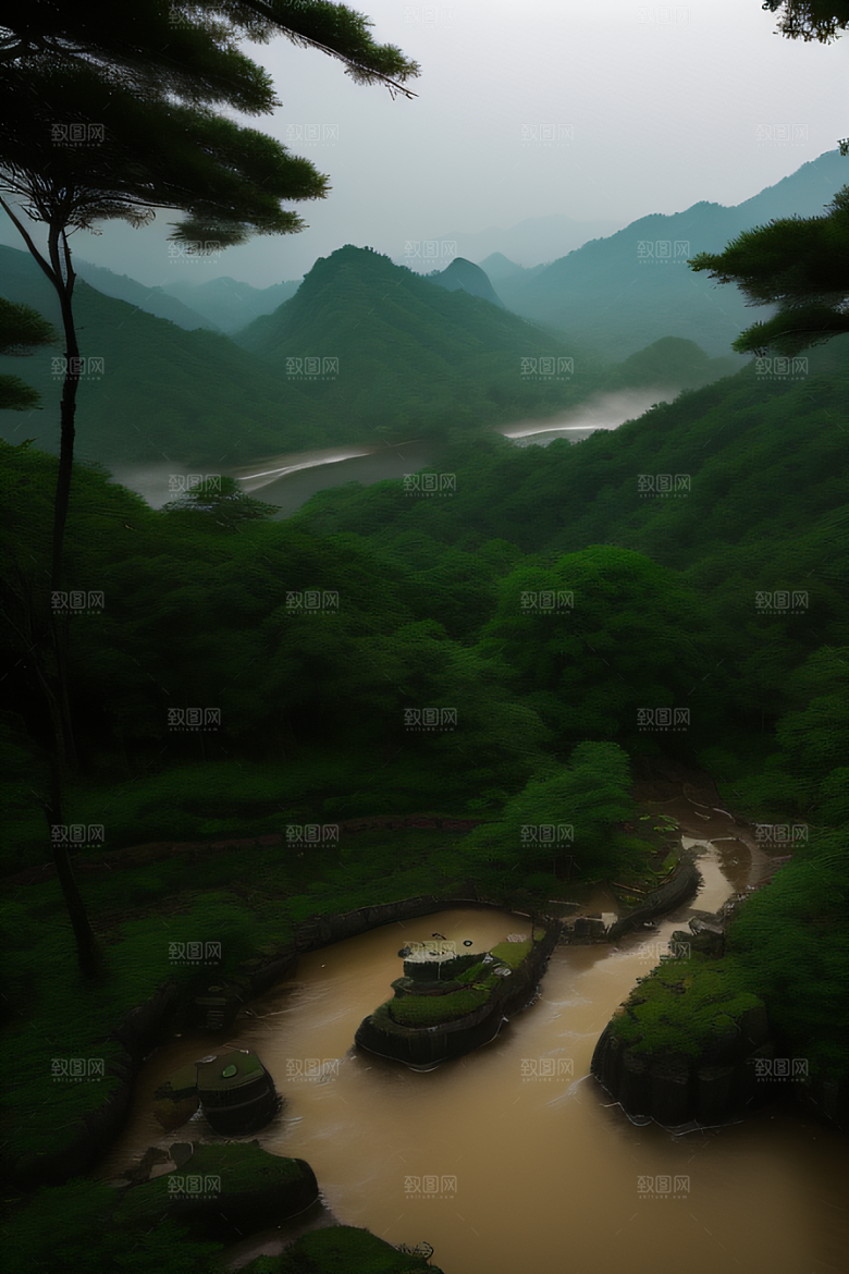 神秘山谷的薄雾武夷山的幽静氛围