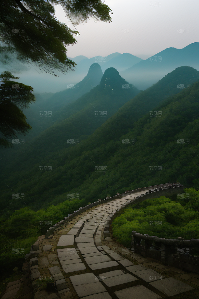 神秘山谷的薄雾武夷山的幽静氛围