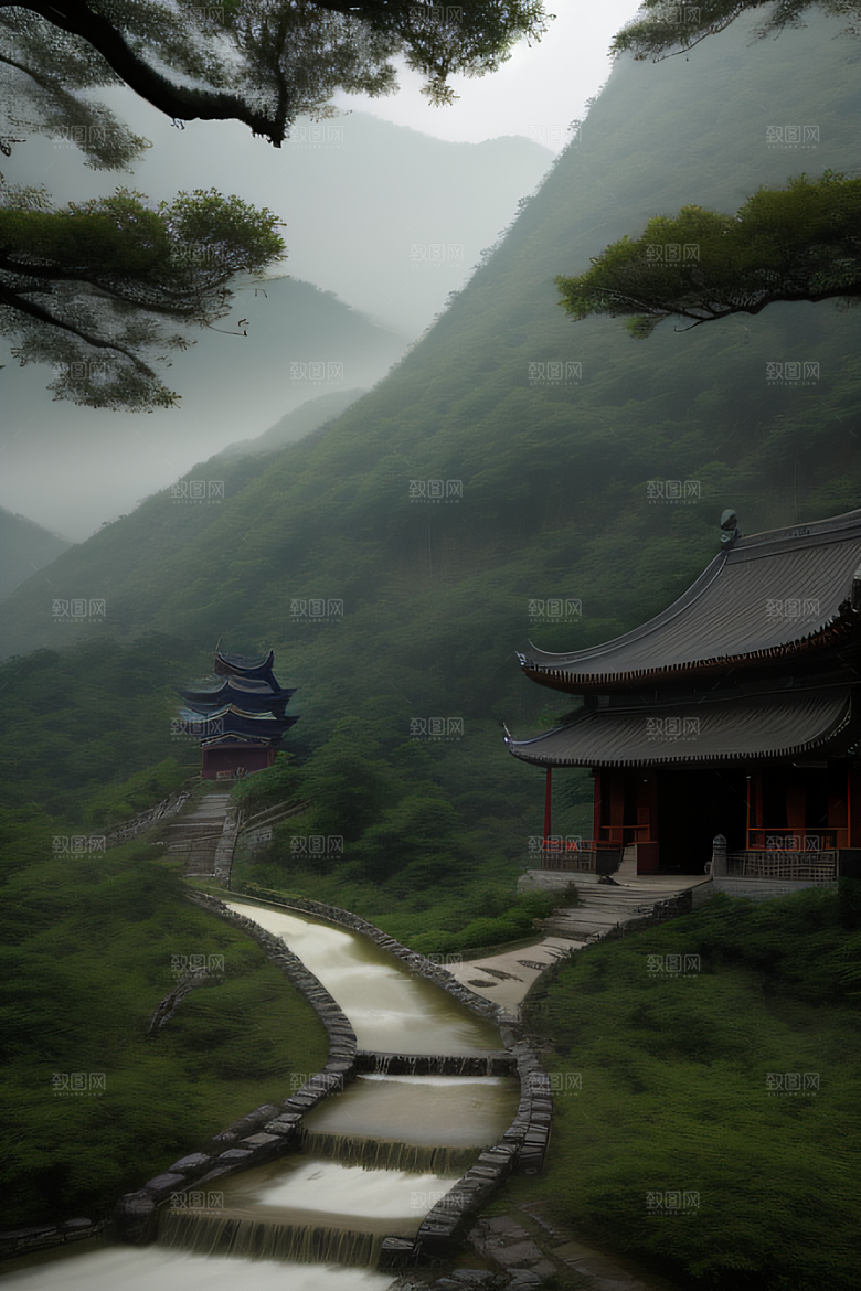 神秘山谷的薄雾武夷山的幽静氛围