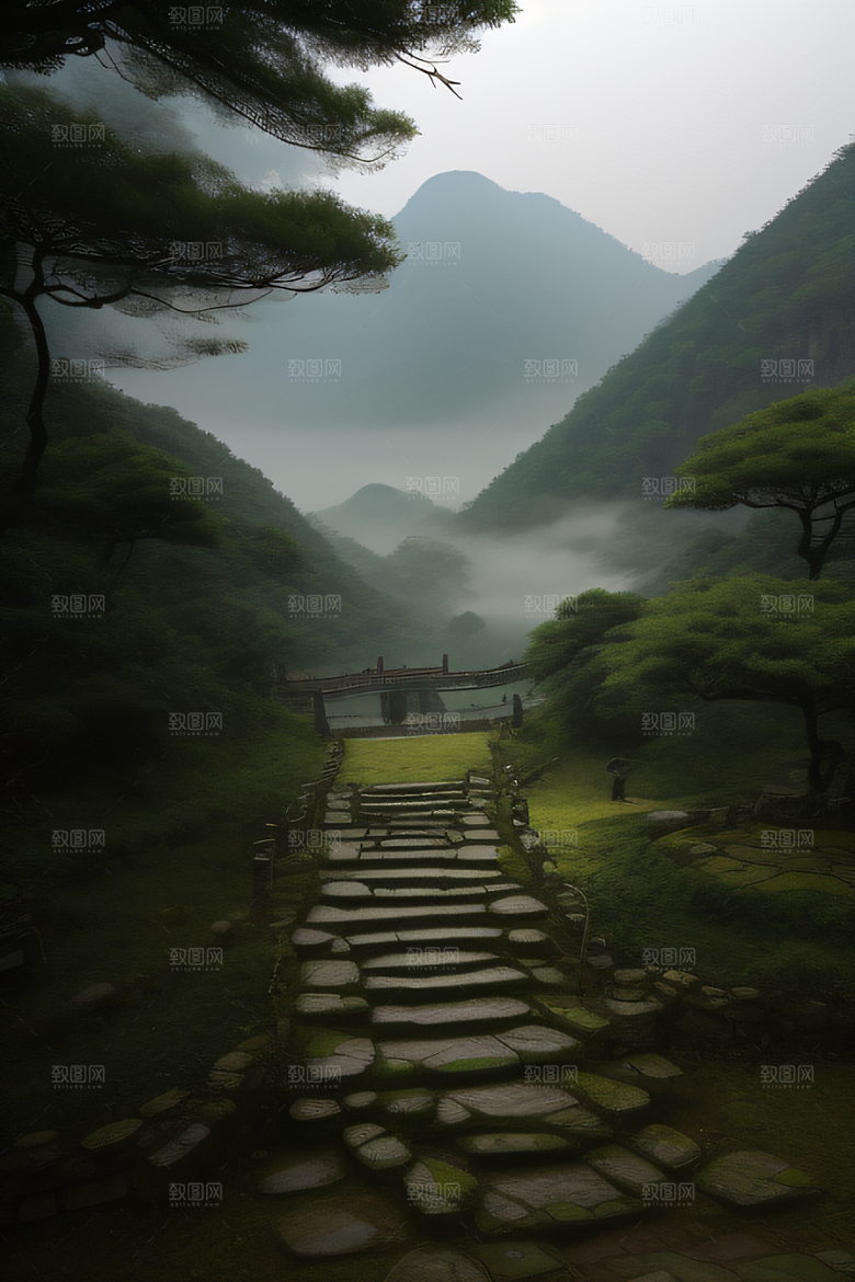 神秘山谷的薄雾武夷山的幽静氛围