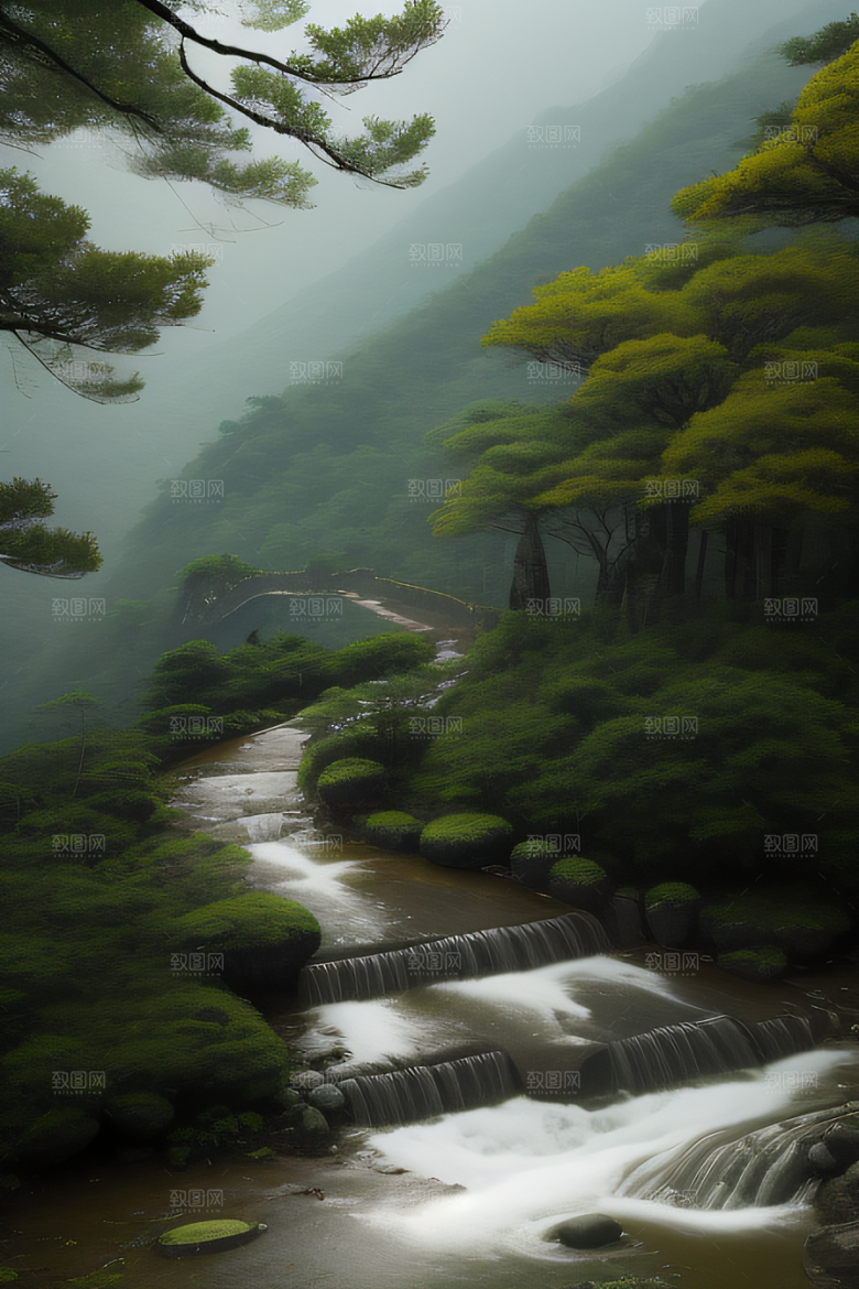 神秘山谷的薄雾武夷山的幽静氛围