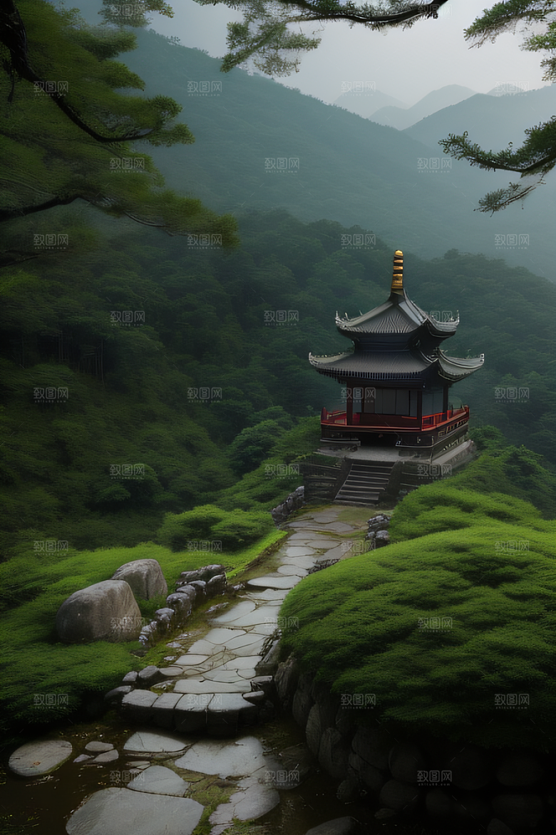 神秘山谷的薄雾武夷山的幽静氛围