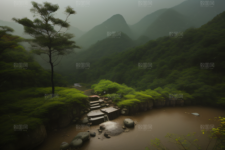 沉浸自然之美武夷山的中国传统水墨画