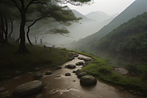 沉浸自然之美武夷山的中国传统水墨画