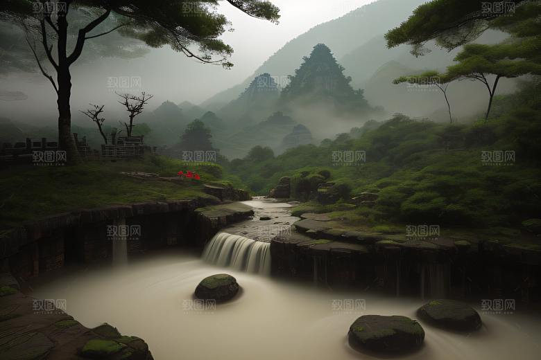 沉浸自然之美武夷山的中国传统水墨画