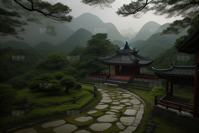 沉浸自然之美武夷山的中国传统水墨画