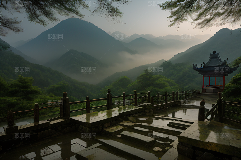 沉浸自然之美武夷山的中国传统水墨画