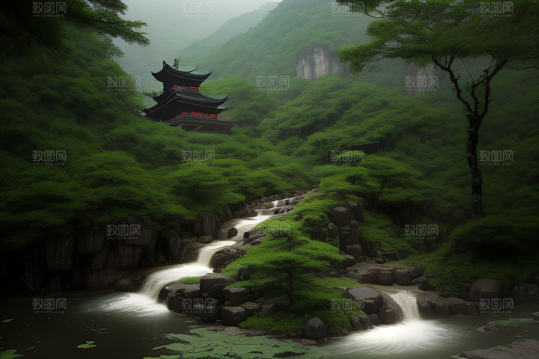 沉浸自然之美武夷山的中国传统水墨画