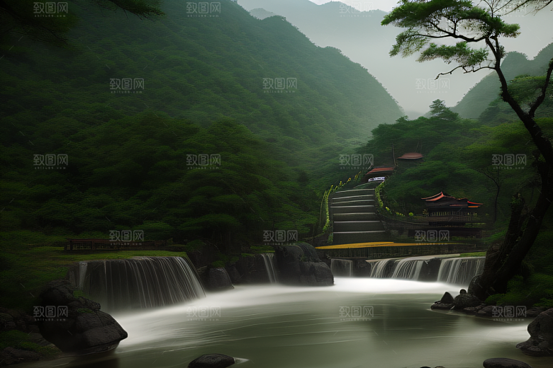 武夷山的传统中国水墨画风格 神秘自然之美
