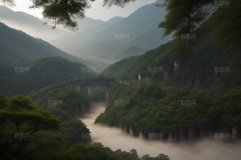 武夷山的传统中国水墨画风格 神秘自然之美