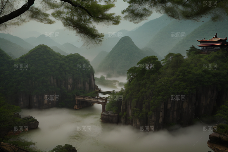 武夷山的传统中国水墨画风格 神秘自然之美
