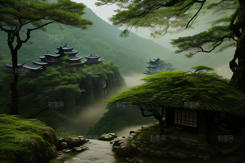 武夷山的传统中国水墨画风格 神秘自然之美