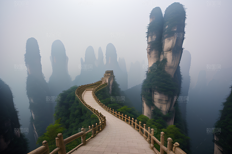 神秘景观中的橙紫梦幻