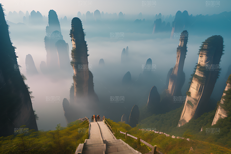 神秘景观中的橙紫梦幻
