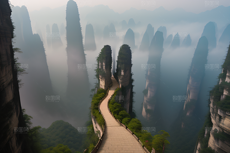 神秘景观中的橙紫梦幻