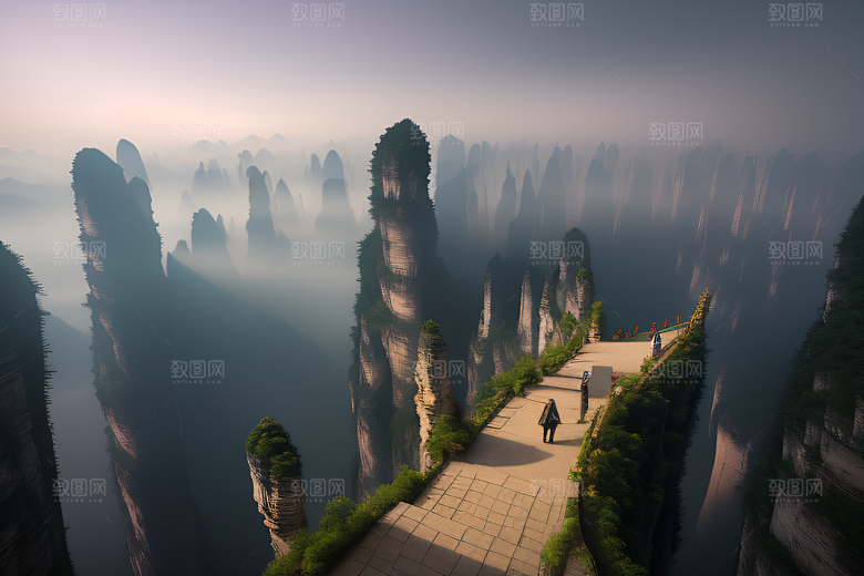 神秘景观中的橙紫梦幻