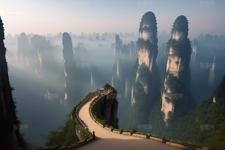 神秘景观中的橙紫梦幻