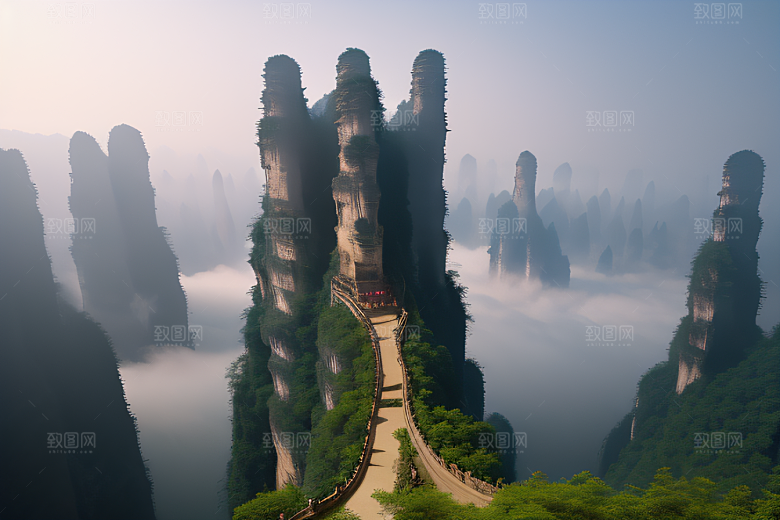 神秘景观中的橙紫梦幻