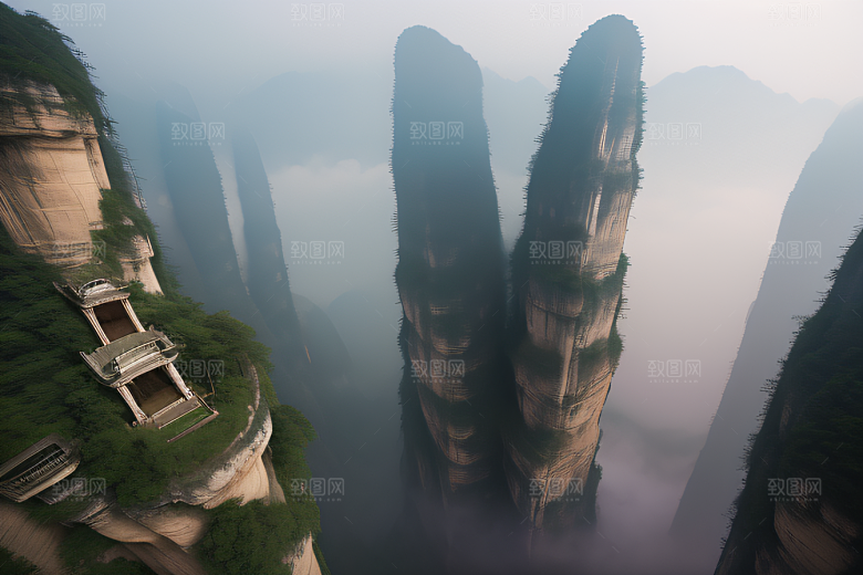 神秘景观中的橙紫梦幻