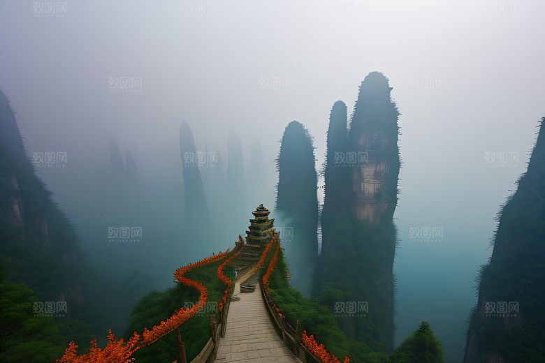 神秘景观中的橙紫梦幻