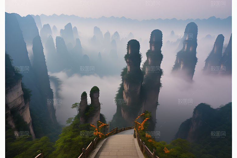 神秘景观中的橙紫梦幻