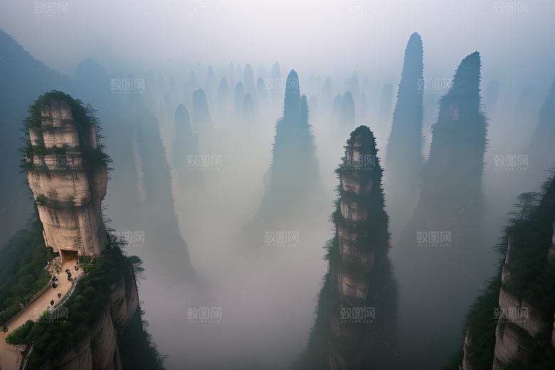神秘景观中的橙紫梦幻